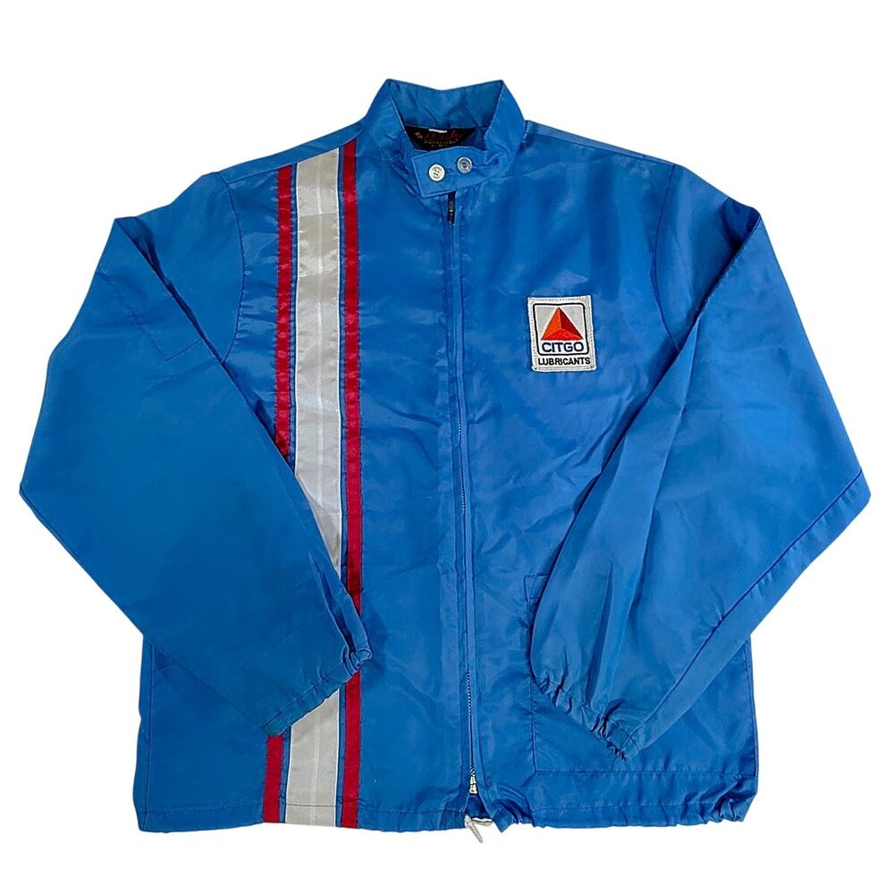 Vintage CITGO Lubricants Pla-Jac Work Full-Zip Jacket Windbreaker Blue Medium